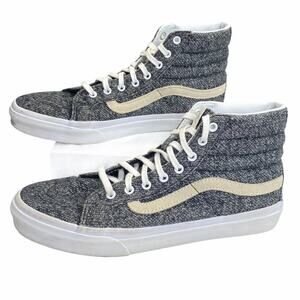 Vans Sk-8 Hi Reissue Sneakers Gray Mens 7 Womens 8.5 Lace Up Crackle Skater
